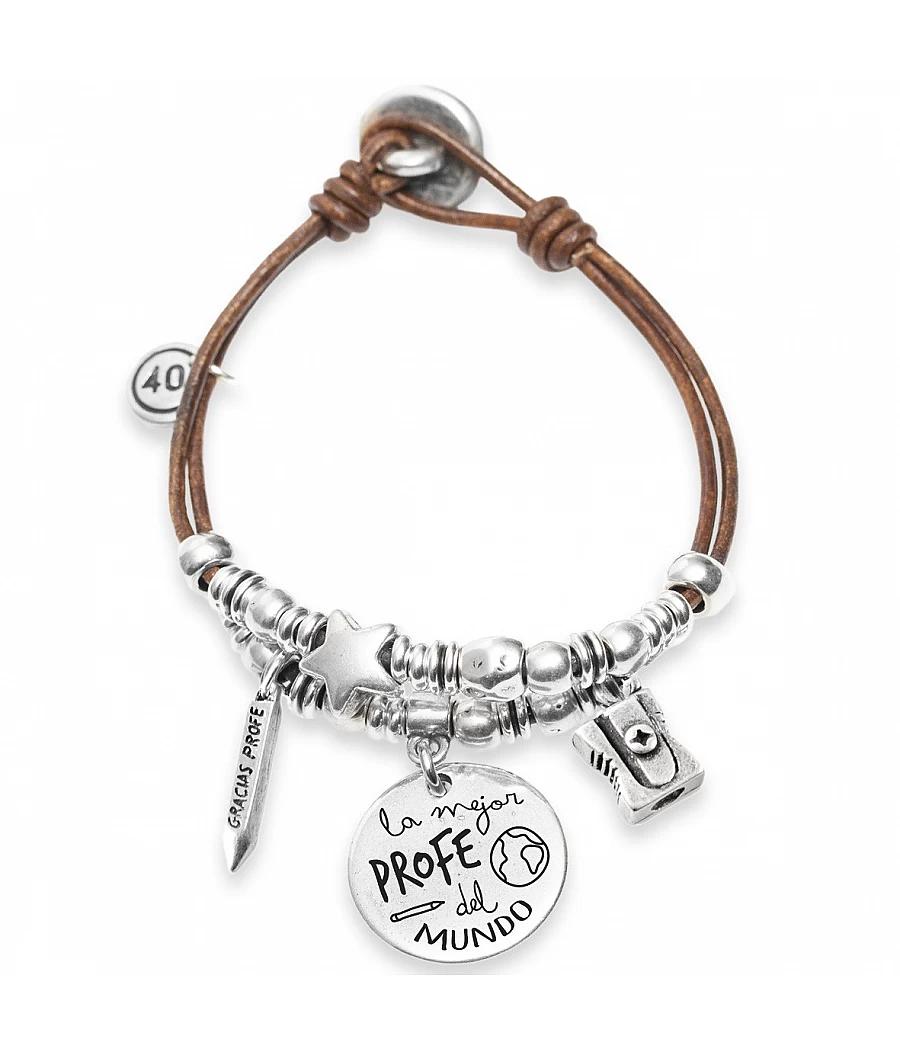 yo Unir Malentendido Pulsera de cuero con chapa personalizada para profesores | 40 Grados