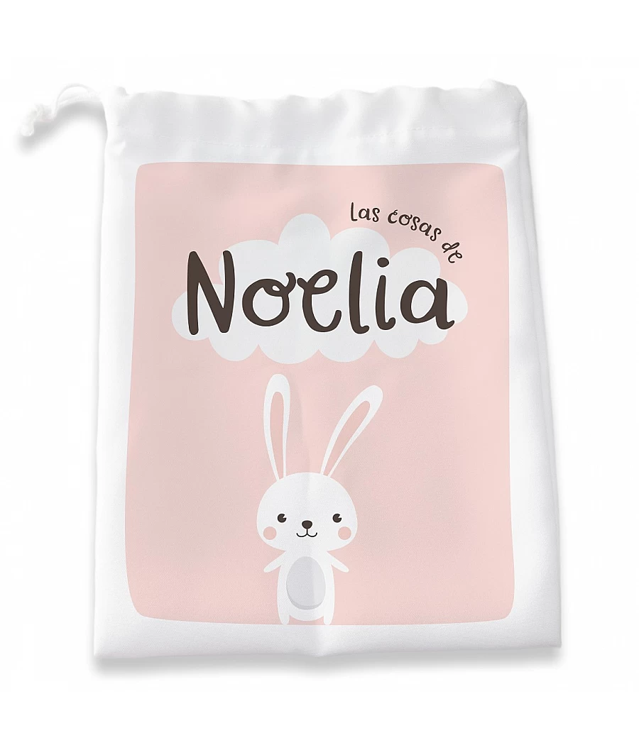 Bolsa Merienda Personalizada con Nombre Bordado (Lunar blanco)