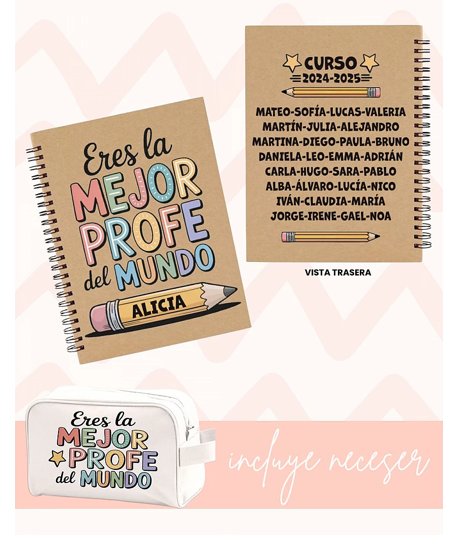 Kit Regalo para Profes – Libreta Personalizada + Neceser "Mejor Profe"