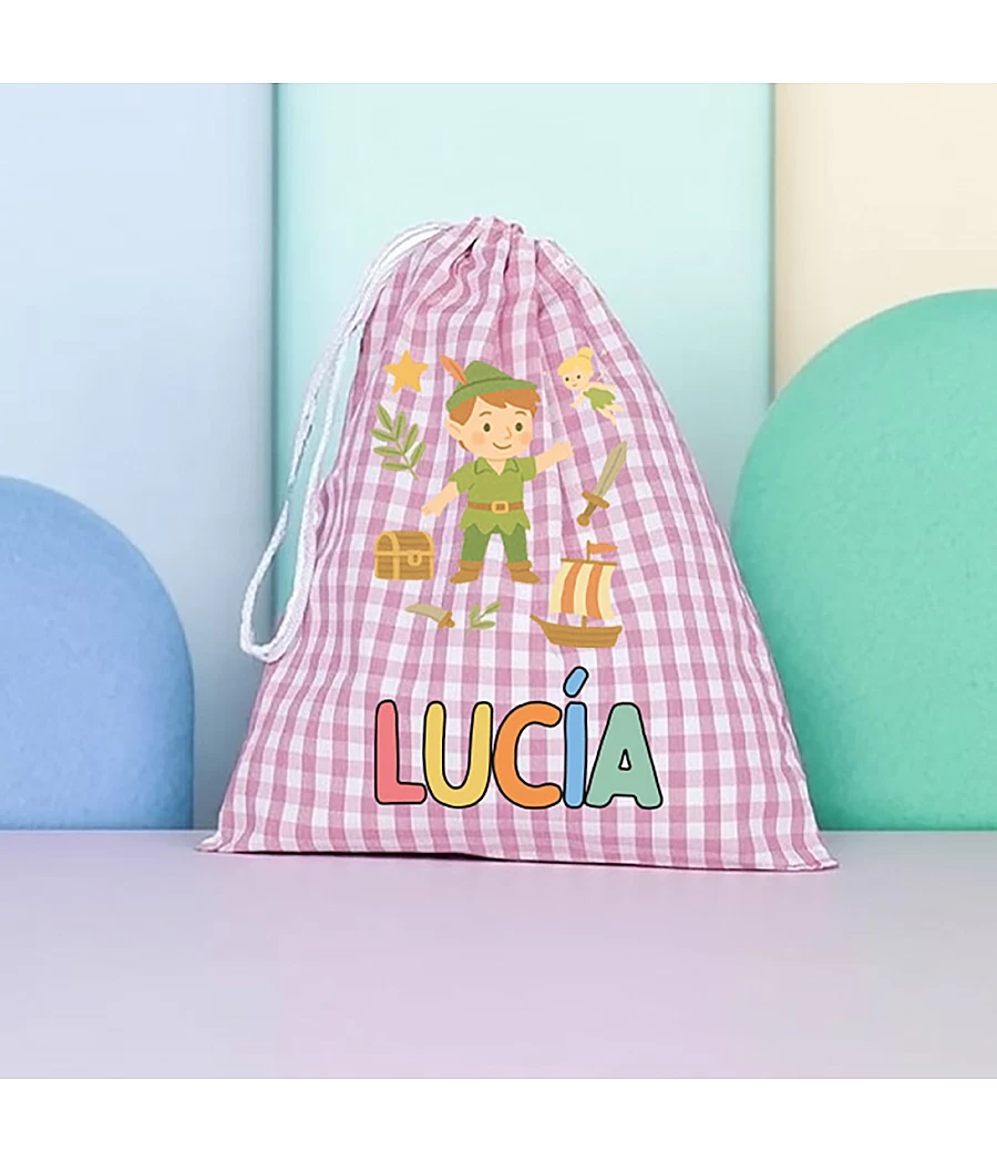 Bolsa de merienda Vichy - Diseño Peter Pan